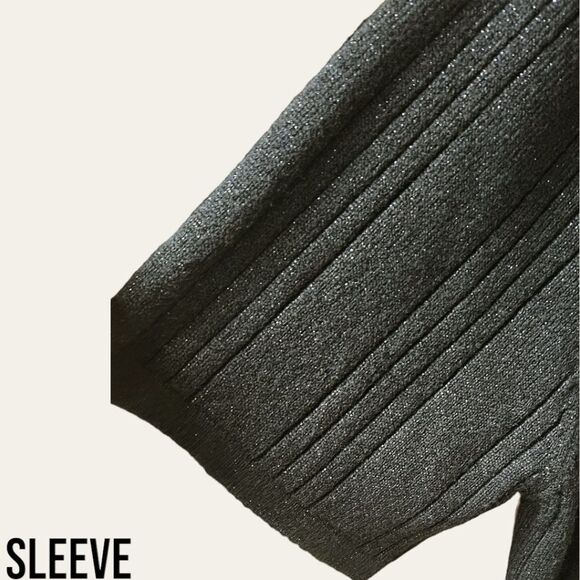 NWOT CROFT & BARROW Women's Black Metallic Sparkle Short Sleeve Sweater - Picture 7 of 12